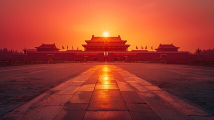 Wall Mural - Minimalist Background for the October 1st Celebration: Honoring China's History and Culture