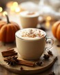 © Taras Vykhopen - Enjoying a warm pumpkin latte with cinnamon and anise on a cozy autumn day