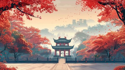 Wall Mural - Minimalist Background for the October 1st Celebration: Honoring China's History and Culture