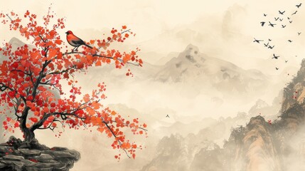 Wall Mural - Minimalist Background for the October 1st Celebration: Honoring China's History and Culture