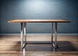© Achiraya - A modern wooden table with a sleek metal icon standing upright on its surface, surrounded by empty space, conveying innovation and minimalist design.