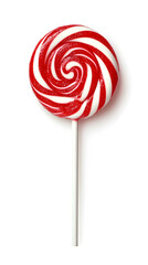 Wall Mural - A vibrant red and white twisted lollipop isolated on  white background