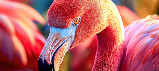 Pink flamingo closeup