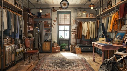 Canvas Print - Vintage Clothing Shop Interior