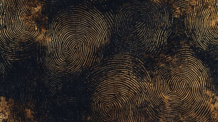 intricate golden and black fingerprint patterns creating a mysterious texture on a canvas