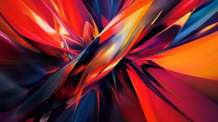 Poster - a dynamic abstract background with sharp angles and vivid colors, creating a sense of movement and e