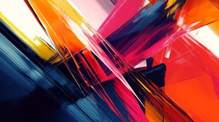 Poster - a dynamic abstract background with sharp angles and vivid colors, creating a sense of movement and e