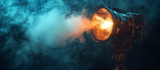 Poster - A dramatic photography light emitting smoke and an orange glow, creating an atmospheric effect for visual storytelling.