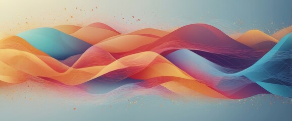 Poster - Abstract waves in blue, orange, and red.