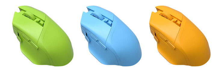 Fototapete - Set of wireless gaming computer mouse isolated on white background with clipping path. 3d render of live streaming gear for cloud gaming and gamer workspace concept