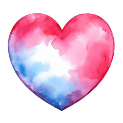 Wall Mural - Colorful Watercolor Heart, Isolated Illustration on Transparent Background