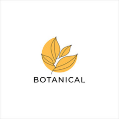 Wall Mural - ILLUSTRATION ECO LEAF YELLOW COLOR SIMPLE BOTANICAL LOGO ICON TEMPLATE DESIGN VECTOR