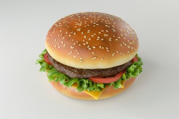 Wall Mural - cheeseburger. 3d render. on white background