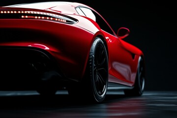 Fototapete - Stylish high-speed sports car in the spotlight. Shiny, new and luxurious.