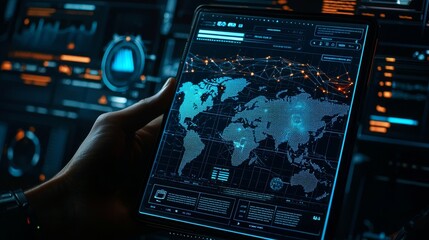 Aufkleber - Map of the world connected, social network, globalization, and social media