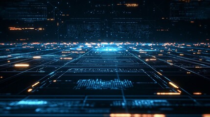 Aufkleber - An interactive 3D rendering of the data binary code matrix showing connectivity, complexity, and data flood in the digital age of science and technology