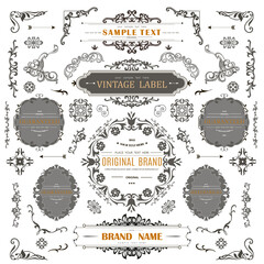 Wall Mural - set of vintage decorations flourishes elements.