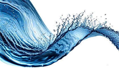 Wall Mural - Dynamic Blue Wave Splashes with Abstract Fluid Motion Against a Clean White Background