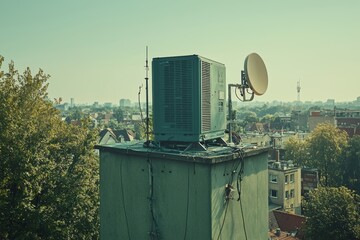 Aufkleber - Base station antennas for 5G smart mobile phone networks. Transmitter connection systems at antennas for cellular phones.