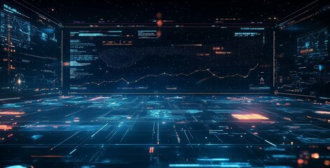 Fototapete - Intricate wave line design with abstract dot point points, internationalization social network or business concept based on big data connections.