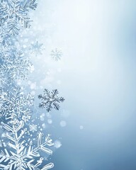 Fototapete - With a blank copy space, magic snow sparkles lights and snowflakes with a modern Christmas winter background