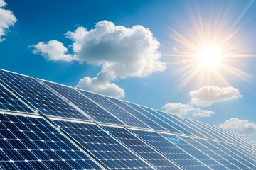 Aufkleber - An electric alternative to solar power. A blue sky and sunset behind the solar panel.