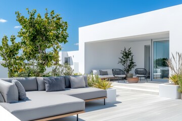 Wall Mural - A terrace with armchairs and a table at a resort hotel