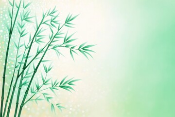 Bamboo leaves in soft focus on a light background. Peaceful and organic, with space for text.