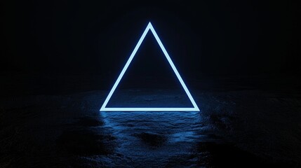 Leinwandbilder - Virtual tunnel with abstract data flow on a blue digital portal with triangular shape and bright lines. Technology background for futuristic concept.