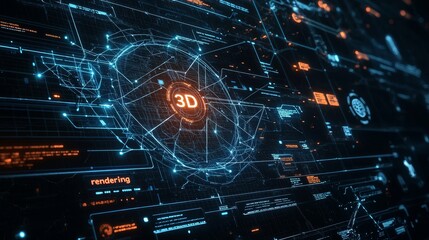 Leinwandbilder - Graphitic abstract futuristic technology with polygonal shapes on a dark blue background. Design concept for digital technology.