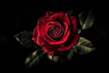 Wall Mural - The card design features a beautiful rose against a black background. It has a dark vintage feel.