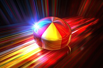 Poster - A vibrant colored ball spinning with dynamic light trails, creating a captivating visual effect of motion and energy.