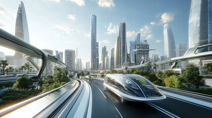 Futuristic smart city with autonomous expressways