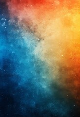 Poster - The background is a lens flare. Dust scratches texture. The screen is a blue distressed faded stained screen with smeared dirt noise blur and a colorful orange rainbow glow defect.