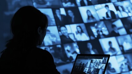 Poster - Streaming video. Communication network. Concept of visual contents. Social networking service. Streaming video.