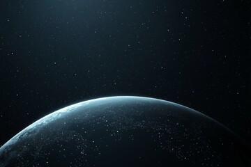 Wall Mural - 3D render of an animated glowing polygonal grid planet on a dark background. Globe, international map, communication, network earth and technology concept.