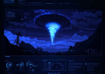 Leinwandbilder - Human hair structure analysis through the use of a blue holographic user interface. Interactive infographic futuristic medicine concept.