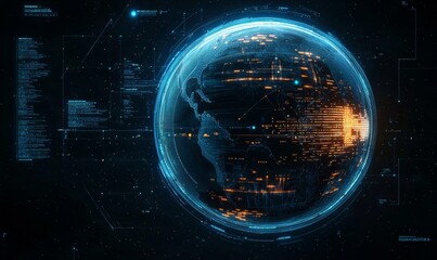 Leinwandbilder - The concept of digital transformation includes the application of new technologies to business management, finance, and marketing, a platform, cyber security, stock markets, and cloud computing.