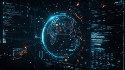 Fototapete - International network connection, illustration of digital art, stock photography