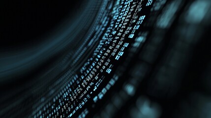 Fototapete - With an abstract background, a blue data matrix simulation with digital lines and grids appears to be connected to a futuristic head-up display