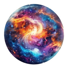 Poster - Colorful nebula is swirling inside a small planet creating abstract universe full of mystery