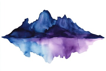 Wall Mural - Watercolor painting of the alps with a beautiful lake in front, stock illustration.