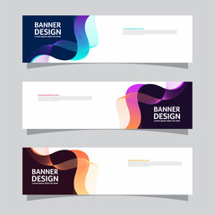 Wall Mural - Vector set of landscape banner background design concept. Colorful background business layout template