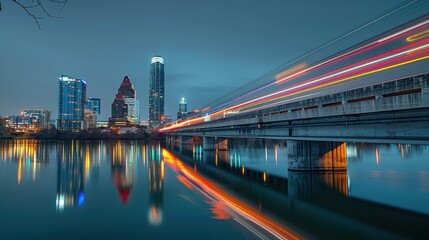 Austin Skyline with Train Tracks