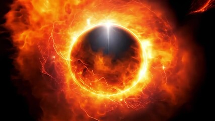 Wall Mural - a solar eclipse depicted with vivid colors and a glowing halo around the obscured sun.