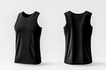 Wall Mural - Black Sleeveless Shirt Mockup   Front and Back View