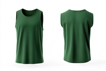 Wall Mural - Green Sleeveless T Shirt Mockup Front and Back View