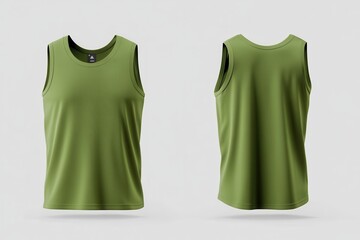 Poster - Green Sleeveless T Shirt Mockup   Front and Back View