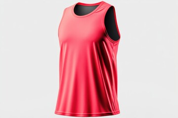 Wall Mural - Red Sleeveless T Shirt Mockup for Sports and Fitness Branding