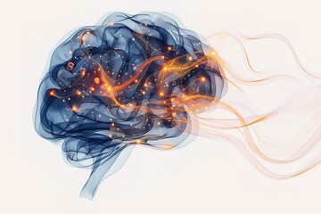 Poster - Artificial intelligence, AI, cyber brain. Digital mind 3D illustration. Neural connections and data analysis network structure